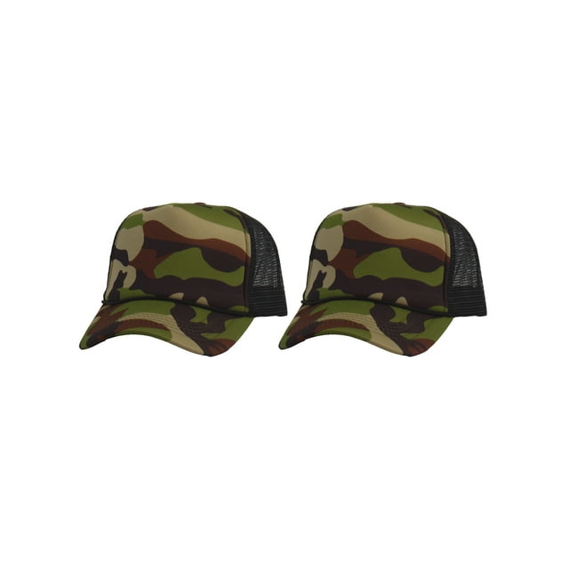 Top Headwear Men's Blank Rope Trucker Foam Mesh Plain Camo/Black