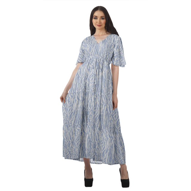 Moomaya Robes de Soirée pour Femmes Grande Taille Imprimées Tenue Décontractée Vêtements pour Dames