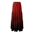 thumbnail image 4 of YDFCWXW Women's Boho Maxi Skirt A-Line Flowy Ruffle Tiered Elastic High Waist Beach Long Skirts with Pockets Red, XXL, 4 of 5