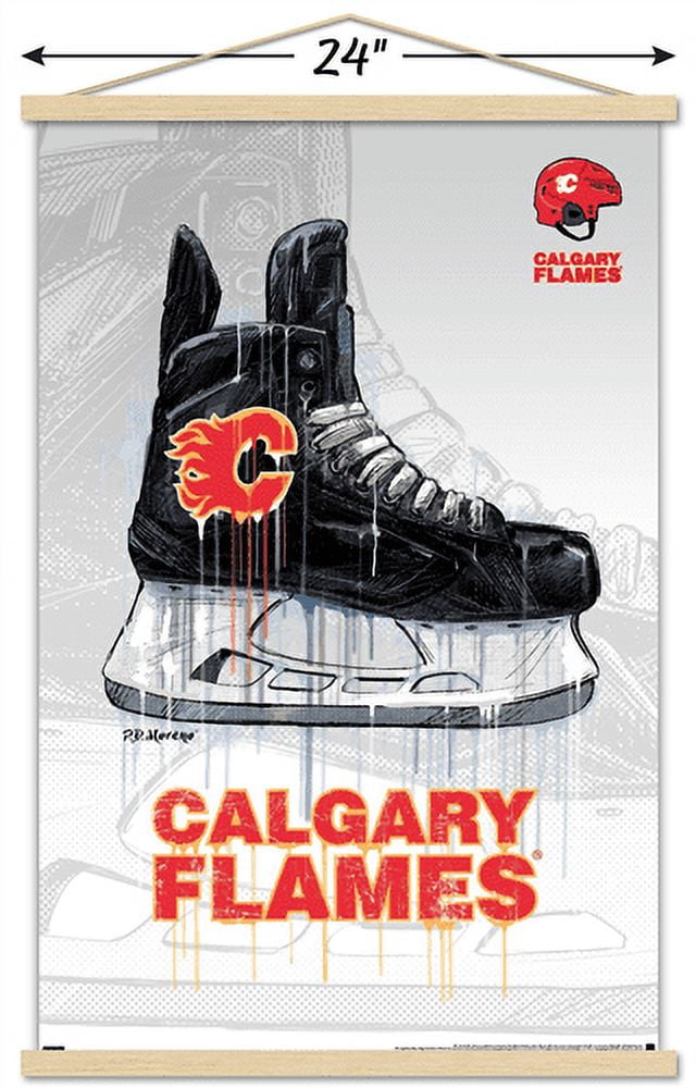 NHL Calgary Flames - Drip Skate 21 Wall Poster with Magnetic Frame, 22.375" x 34"