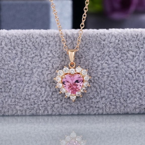 Necklaces & Pendants Pendant Necklace Jewelry Amethyst For Women Heart Style Classic Sparkling Pendant Necklace For Her,One Size,Pink