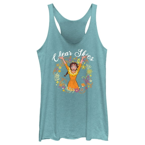 Women's Encanto Pepa Clear Skies Racerback Tank Top Tahiti Blue Large
