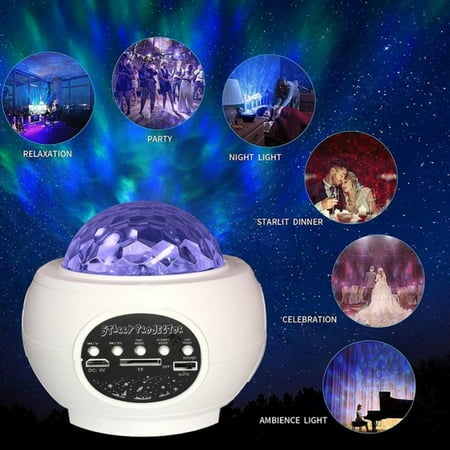 

Prettyui 6 Colors Ocean Waving Light Stars Sky Projector Night Light 360 Degree Rotation Night Light