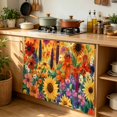 thumbnail image 6 of Colorful Flowers Cabinet Curtain 35"Wx35"L, Dustproof Under Sink Skirt with Self Adhesive Tape, Farmhouse Sunflower Daisy Cabinet Curtain Cover for Kitchen Sink, Bathroom Vanity, Laundry Room, 6 of 9