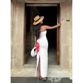 thumbnail image 4 of Floral Bodycon Dress for Women 2025 Summer Strapless Tube Casual Formal Cocktail Long Dress with Scarf Rose Red L, 4 of 5