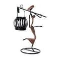 thumbnail image 2 of Lámpara de mesa con forma de vela, candelabro de metal, regalo artístico, centro de mesa, soporte para linterna, candelabro para escritorio, oficina, Marrón oscuro, 2 of 9