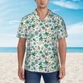 thumbnail image 2 of Sikiie Floral In Teal Print Men's Hawaiian Shirt, Summer Beach Button Pocket Short Sleeve T-Shirt,Small, 2 of 7