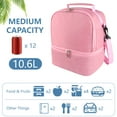 thumbnail image 2 of Insulated Lunch Bags for Women Men with Adjustable Shoulder Strap,AILKIN Large Lunch Box Tote Leakproof Cooler Reusable Double Deck Thermal Lunch Bags for Women,Adults,Work,Picnic,Pink, 2 of 7