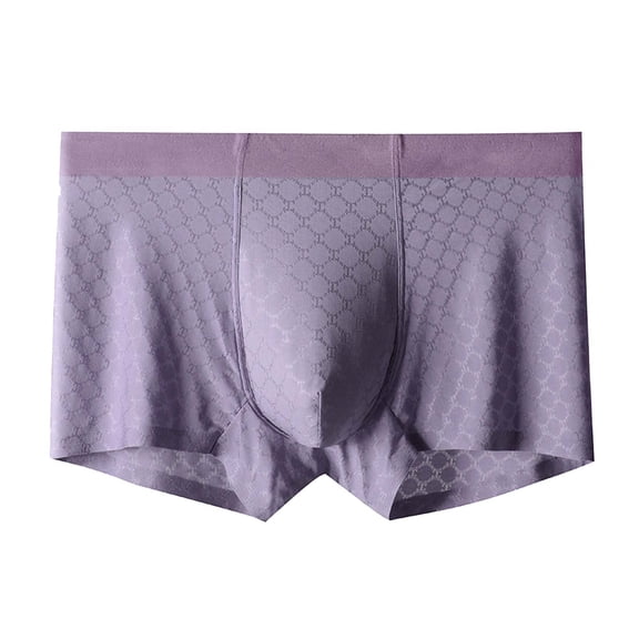Mens Boxer Briefs Solid Color Ice Silk Seamless Breathable Mesh Mid Rise Underwear for Men