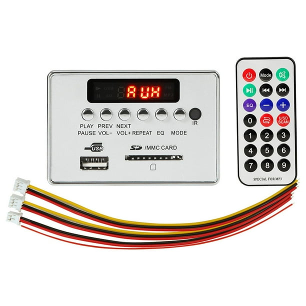 Módulo de placa decodificadora de MP3 Bluetooth 5 V/12 V FM AUX Radio inalámbrico Bluetooth 5,0 USB 87,5-108 MHz receptor de Audio para otros 5V Plata Macarena Tablero decodificador