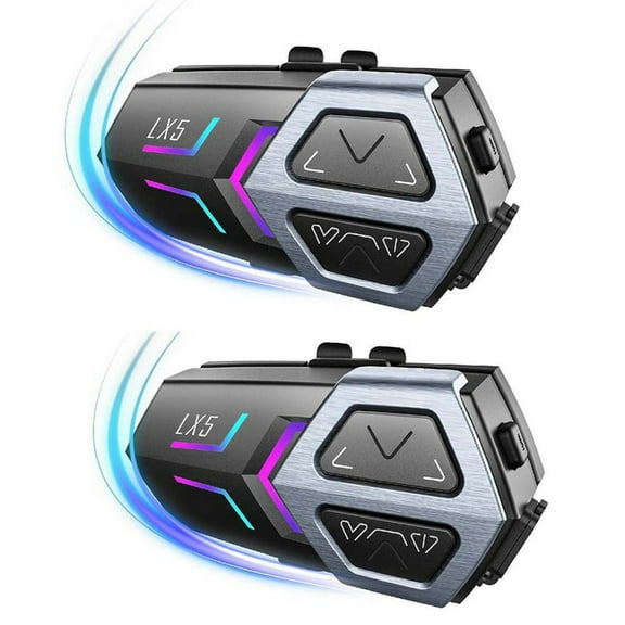 LX5 Motorcycle Helmet Headphones Mesh Intercom for 10 Riders 2000m Hands-Free Speaker, Bluetooth 5.3 Waterproof 2pcs