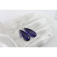 thumbnail image 2 of Sterling Silver Lavender Simulated Tanzanite Earrings Smooth Cut Rounded Teardrops Dangle Style, 2 of 3