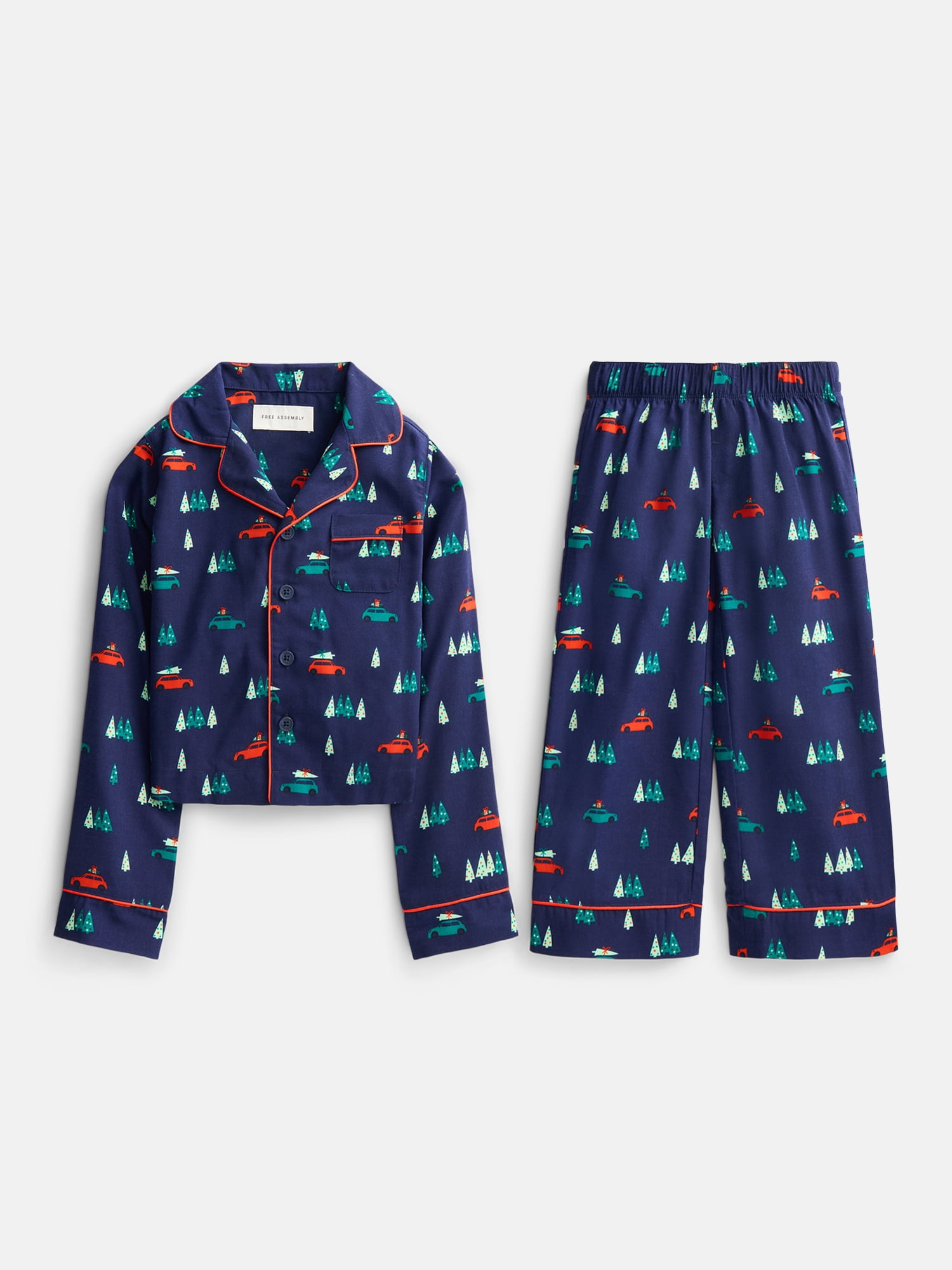 Free Assembly Matching Family Pajamas Kids' Top and Pants Gift Set, 2-Piece, Sizes 4-14