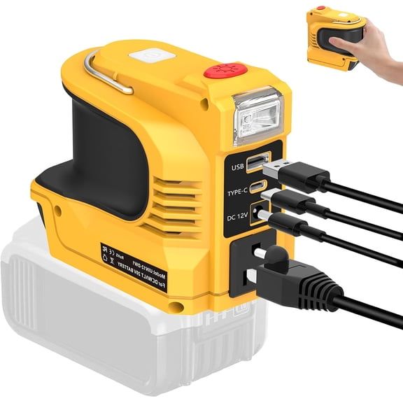 Power Inverter for DEWALT 20V Battery, 220W Portable Converter with AC Outlet, 2 USB & Type-C (Tool Only)