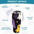 thumbnail image 2 of Yayeee 40oz Stainless Steel Tumbler with Straw and Handle Double-Wall Insulated Travel Water Bottle, Yellow Halloween Ghosts, 2 of 8