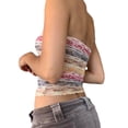 thumbnail image 2 of Faithtur Femmes Dentelle Tube Tops, Bustier 3D Rosette avant Contraste Couleur Maille Bandeau Tops, 2 of 5
