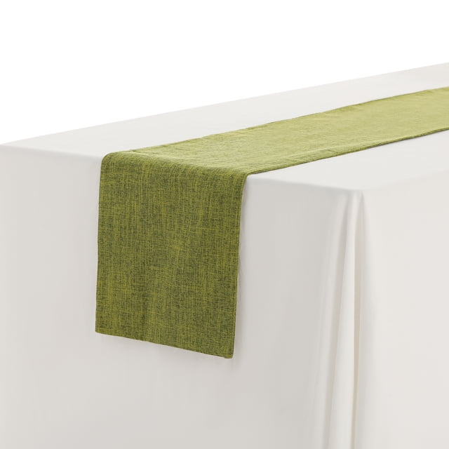 REGALWOVEN 1 Pack Solid Color Table Runner Long Linen Table Banner Green 12"x63"