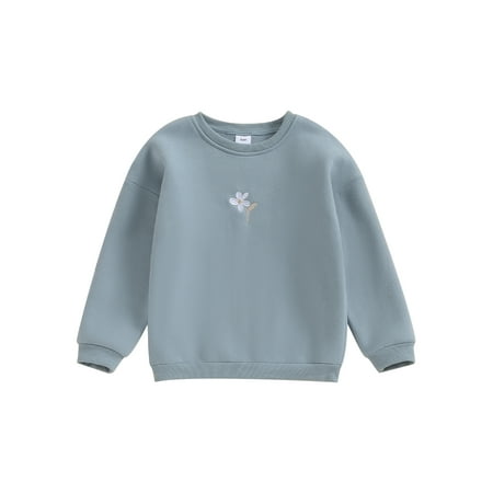 

Kids Baby Girl Sweatshirt Floral Embroidery Long Sleeve Pullovers