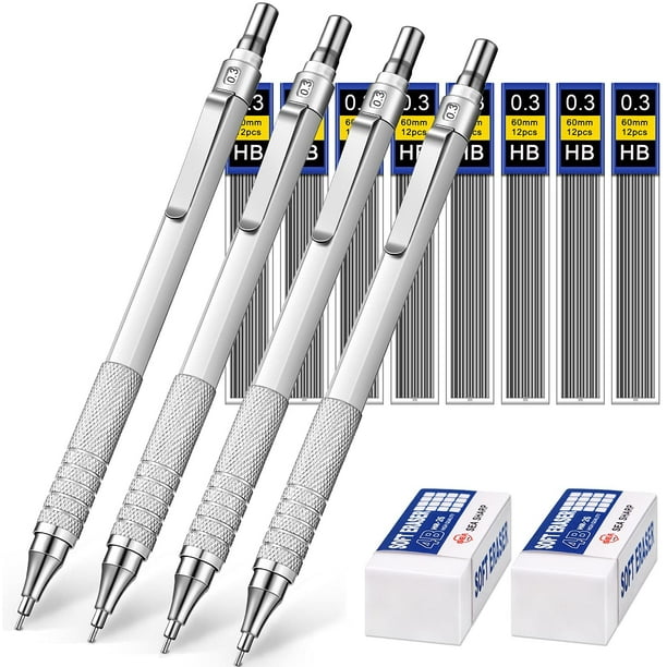 Mechanical Pencils Set 4 Pieces Automatic Metal Mechanical