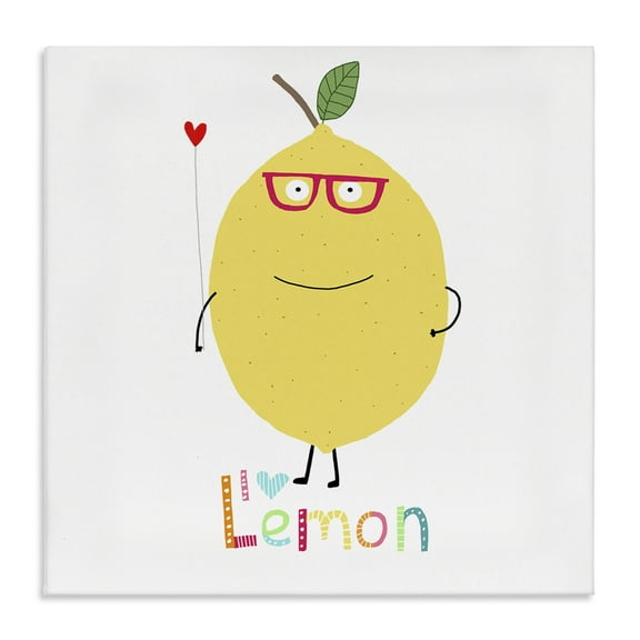 Stupell Industries Fun Smiling Lemon Food & Beverage Painting Wrapped Canvas Art Print Wall Art, 17 x 17