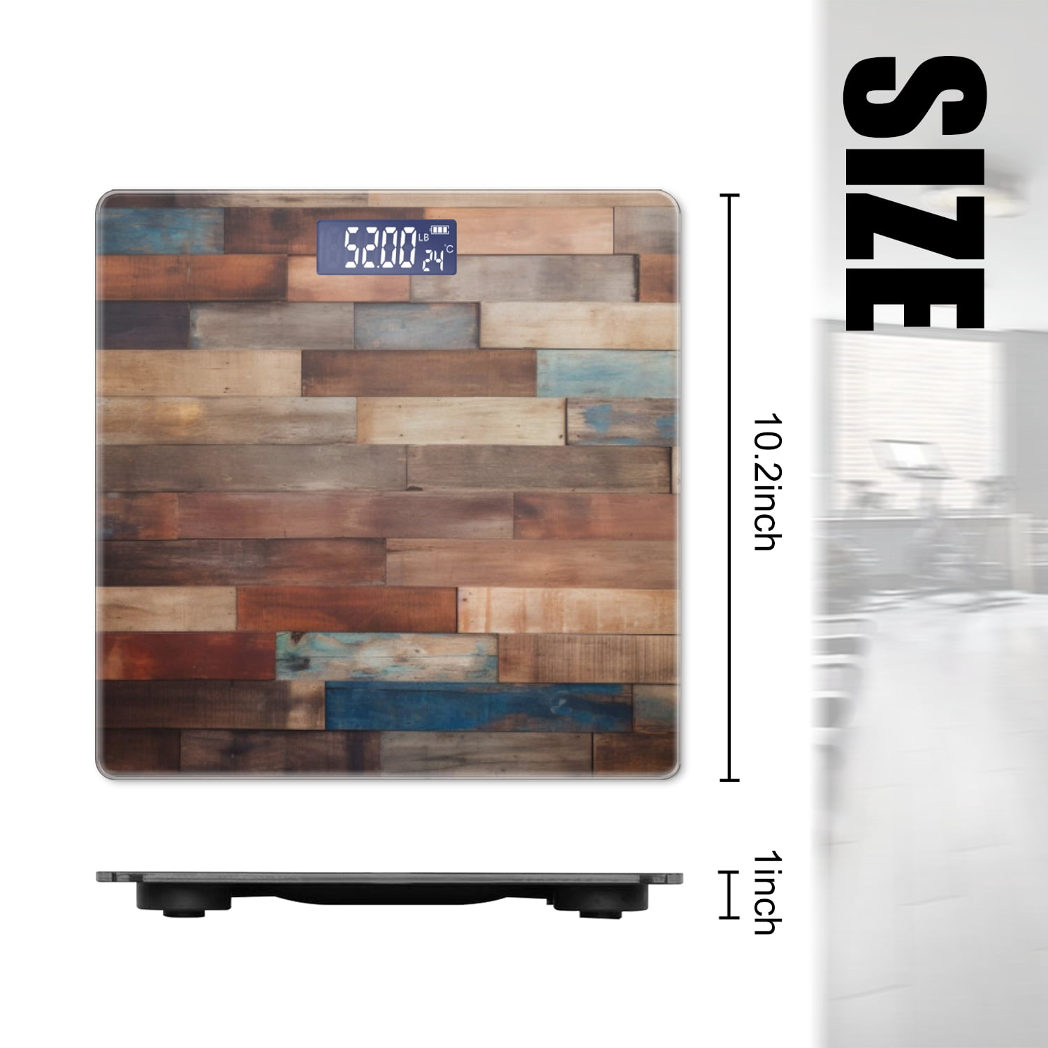High Precision Body Weight Scale Smart Bathroom Scales with Large LCD Display(400lbs),Decorative for Bedroom-Wooden Wall With Different Shades Of Brown And Red