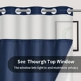 thumbnail image 4 of Ikfashoni Hookless Shower Curtain with Snap in Liner,Navy Waffle Weave Waterproof Fabric Mesh Window Bathroom Curtain,36"X74", 4 of 8