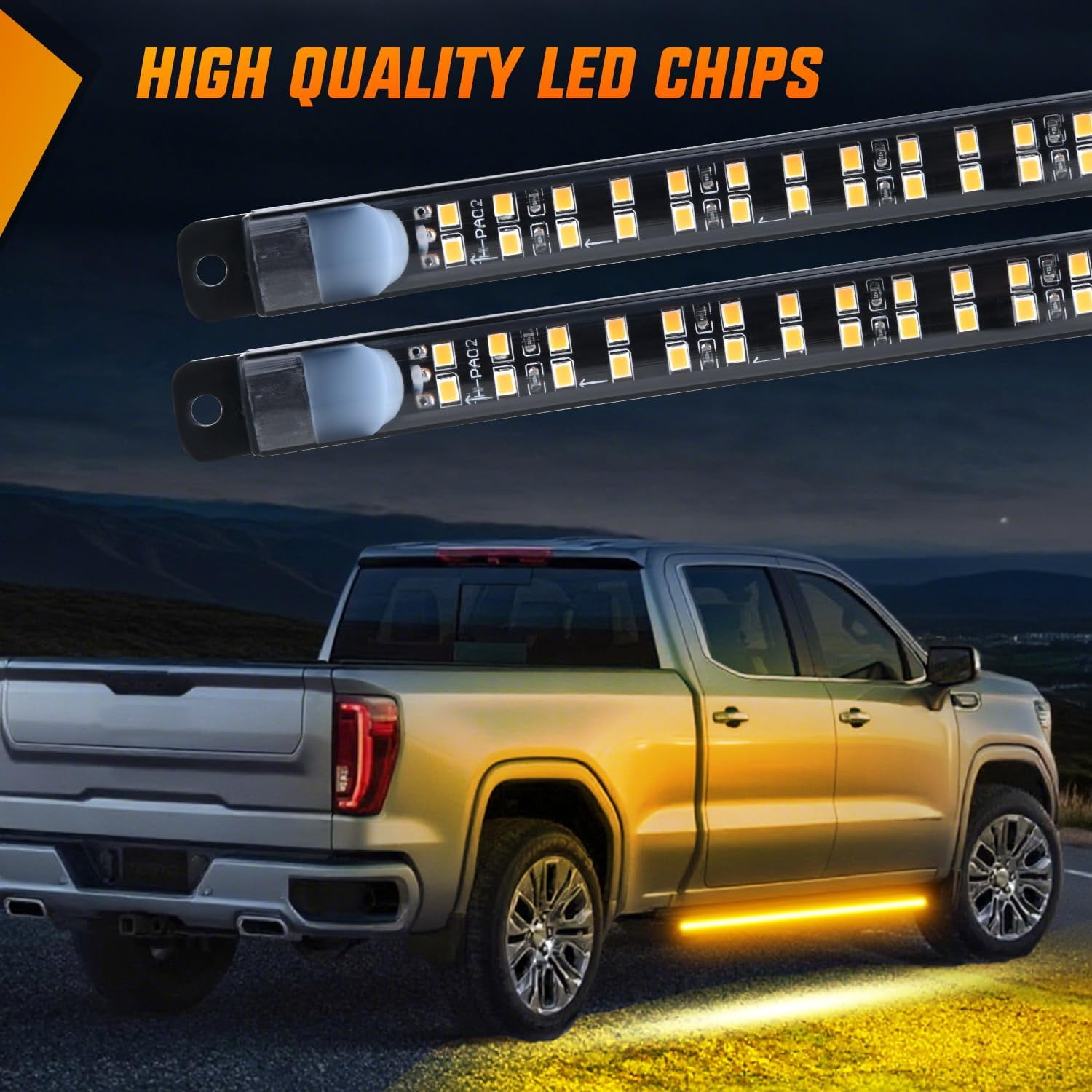 Nilight 2PCS 70 Inch Amber LED Running Board Lights with Control Panel, Flexible Side Warning Lighting for Work Trucks