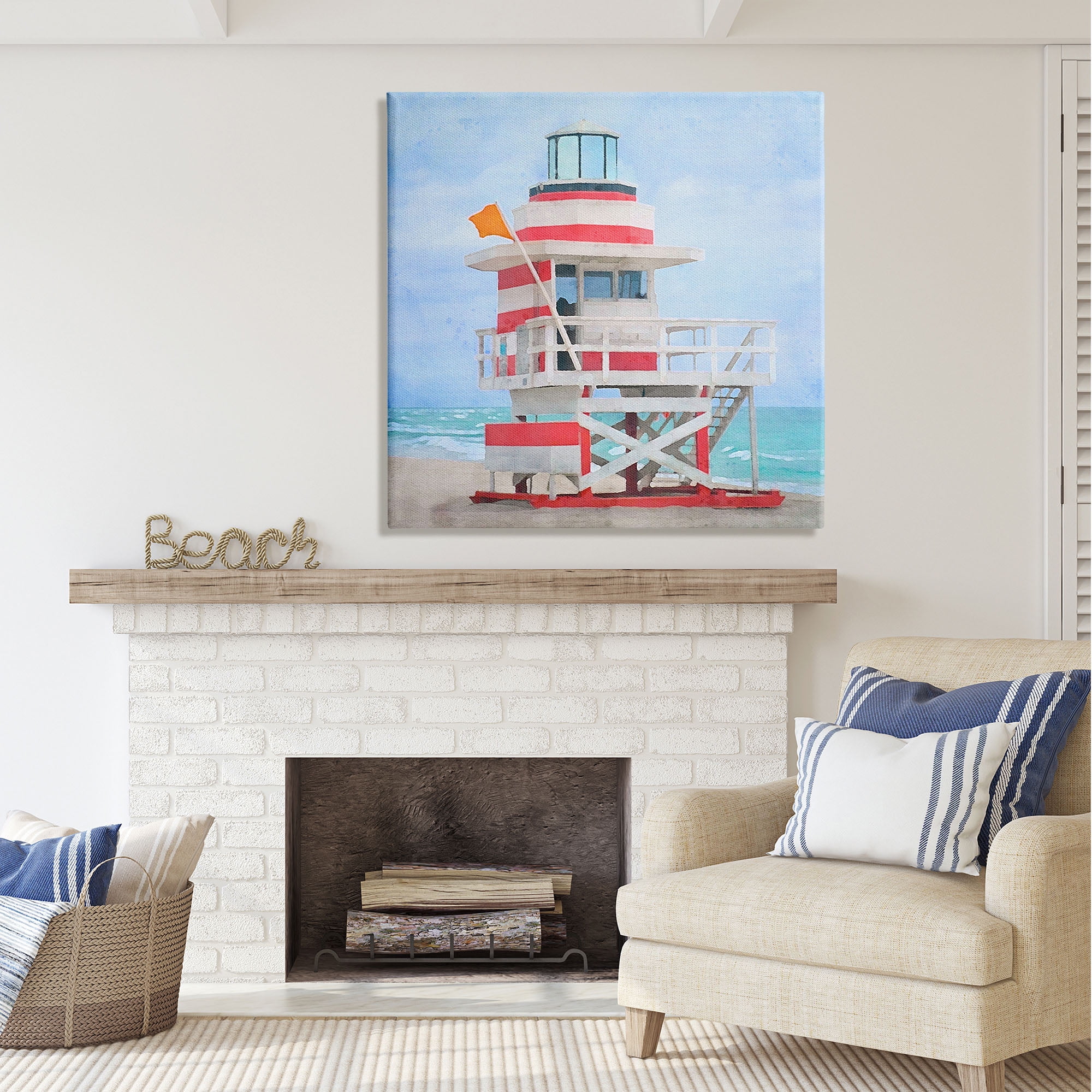 Stupell Industries Summer Shore Hut Nature Painting Gallery Wrapped Canvas Print Wall Art, 36 x 36