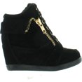 thumbnail image 2 of Peter Gladys24 Kids Black Fashion Leatherette Suede Lace-up High Top Wedge Sneaker Bootie, 2 of 4