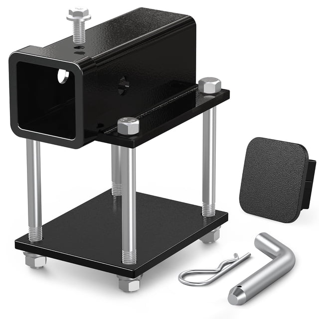 Ohuhu RV Bumper Hitch Receiver Adapter, Bolt-on 2" Receiver for 4" to 4.5" Beam with Hitch Bin and Cover, 200Lbs Tongue Weight Capacity, Fi