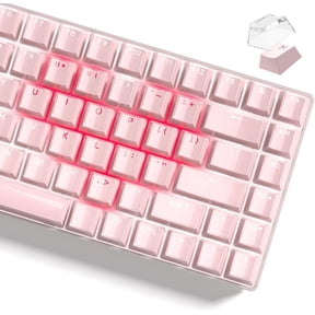 EFFFERTWQL-Keyboard Keycaps, Lusterfly Jelly Keycaps Pink Shine Through Custom Cute Key caps Set 60 75 100 Percent, 118 Keys OEM Profile for 61/68/84/87/98/100 Cherry Gateron MX Mechanical (Backlit P