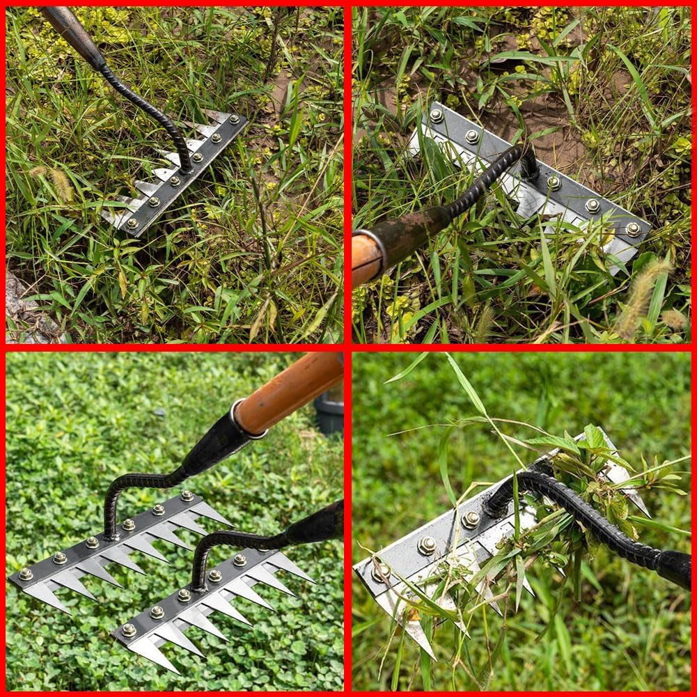 Carbon Steel Gardening Hand Rake Tool – 5/6/7/8-Tine Carbon Steel Weeding Rake with Mounting Hole – Versatile Weeder for Yard, Farm, Soil, and Lawn Care