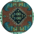thumbnail image 1 of Ahgly Company Indoor Round Persian Turquoise Blue Traditional Area Rugs, 8' Round, 1 of 4