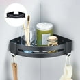 thumbnail image 2 of Shower Adhesive Wall Mounted Corner Shelf Aluminum Shampoo Holder Storage for Toilet - Triangle Black, 2 of 7
