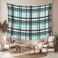 thumbnail image 2 of Teal Black Plaid Tapestry for Bedroom Wall Hanging Tapestry, Farmhouse Teal Black Checkered Ceiling Backdrop Tapestries Poster Blanket Wall Decor for Teens Room Living Room Dorm 59" x 90", 2 of 8