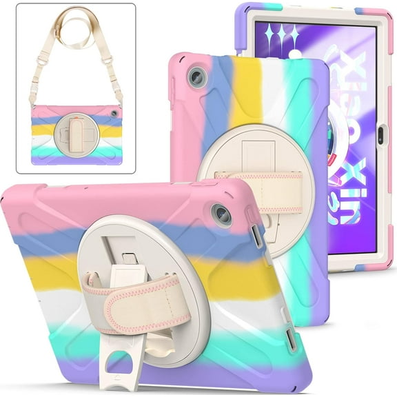 REQO Case Compatible with Lenovo Tab M10 Plus 10.6 Inch 3rd Gen 2022(Model: TB125FU/TB128FU/TB128XU):with Portable Hybrid Shock-Proof Cover Rotatable Hook&Loop Handle,Shoulder Strap