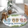 thumbnail image 3 of Summer Slippers Round Area Rug 3Ft Washable Small Circle Rugs for Kitchen Entryway, Tropical Botanical Palm Leaves Non-Slip Carpet Floor Mats Indoor Outdoor Carpet Runner Aesthetic Home Decor, 3 of 8