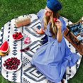 thumbnail image 3 of Blue Boho Round Tablecloth 60 Inch - Waterproof Fabric Table Cloth Protector, Modern Geometric Abstract Aesthetics Tablecloths Washable Table Cover for Kitchen Banquet Coffee Table Party, 3 of 6
