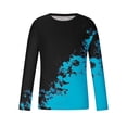 thumbnail image 4 of WREESH Men's Fashion T-Shirts Casual Gradient Printing Round Neck Pullover T-Shirt Long Sleeve Tops Workout Tops Blue, 4 of 5