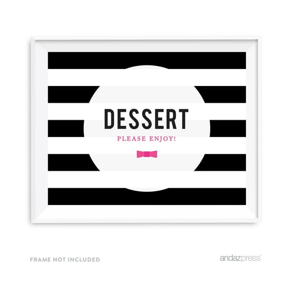 Dessert Table Modern Black and White Stripes Wedding Party Signs
