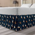 thumbnail image 1 of Children Bed Skirt, Funny Rabbits Traveling to Space Stars on Carrot Dream Fairytale, Elastic Bedskirt Dust Ruffle Wrap Around for Bedding Decor, 4 Sizes, Petrol Blue Orange, by Ambesonne, 1 of 2