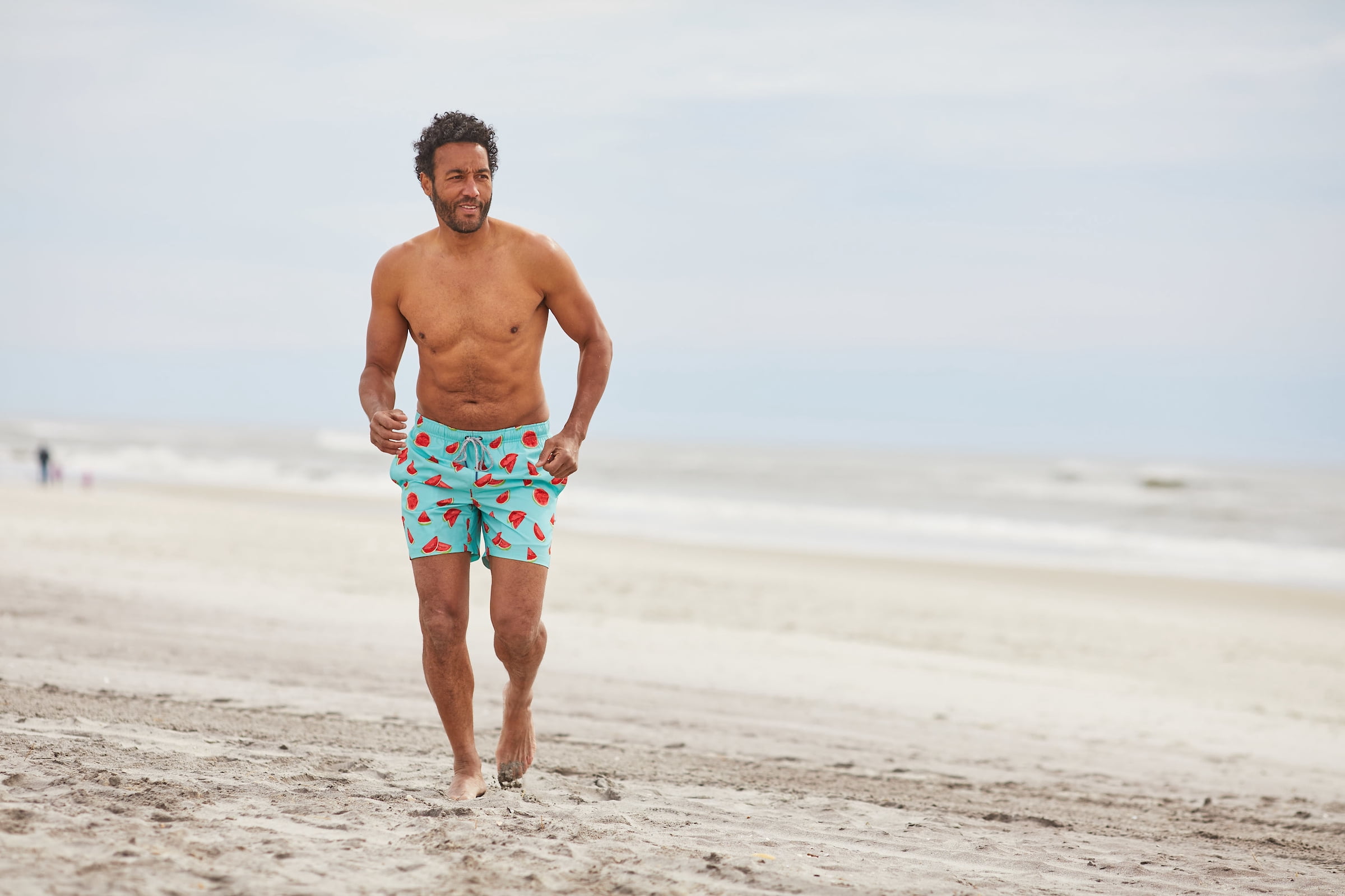 RFT Rainforest Men's Mesh Lined Quick Drying Swim Trunk, One In A Melon, Aruba Blue, M