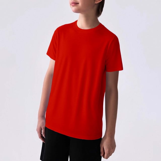 Boys Ice Cool Crew Neck Short Sleeve T-Shirts, Lightweight Breathable Kids Athletic Tops