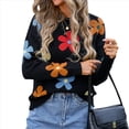 thumbnail image 1 of Suéteres Bonitos para Mujer, Jersey Floral de Larga, Prendas de Punto para Exteriores, Tops Y2K, Conjuntos Holgados para Invierno y Otoño 2025 Negro S, 1 of 9
