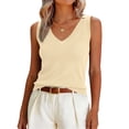 thumbnail image 2 of WULMLEO Women's V-Neck Sleeveless Stretch Pullover Premium Sweater Vest Top Beige M, 2 of 5