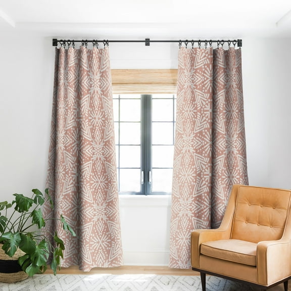 Society6 Schatzi Brown Boho Mesa Pink Blackout Curtain Single Panel Pink Bohemian 50" x 96"