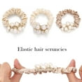 thumbnail image 3 of Dalrosia 3PCS Pearl Hair Ties Elastic Satin Hair Scrunchies Pearls Ponytail Holder Hair Accessories for Women, 3 of 5