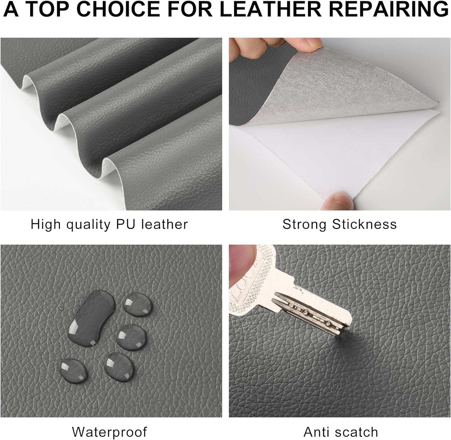 Leather Repair Patch for Furniture, 4" x 78" Self Adhesive Leather Repair Kit Vinyl Repair Tape for Car Seat Sofa Jackets Couches Chair Black