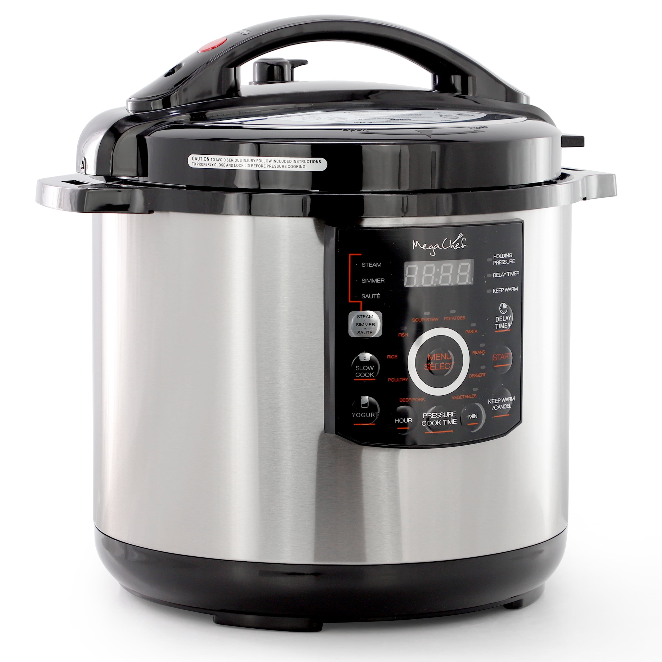 Megachef 12 Quart Steel Digital Pressure Cooker with Stainless Steel Pot