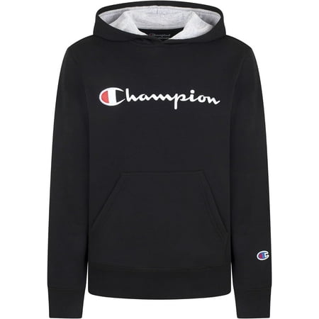 Champion Boys Hoodie for Kids Sweatshirt Fleece Youth Pullover With Hood (US, Alpha, Small, Regular, Black Signature)